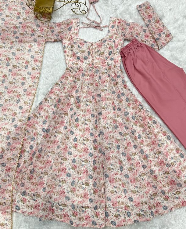 Picture of Bewitching Chiffon Pink Readymade Suits