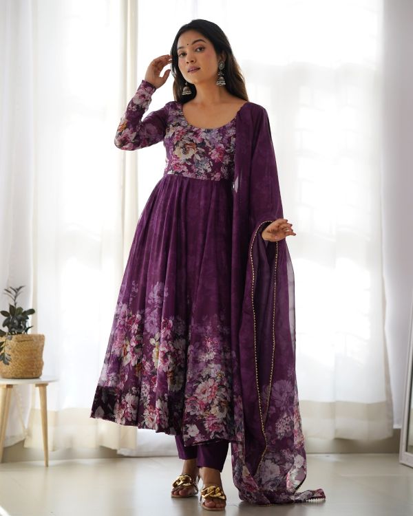 Picture of Wonderful Organza Purple Salwar Suits