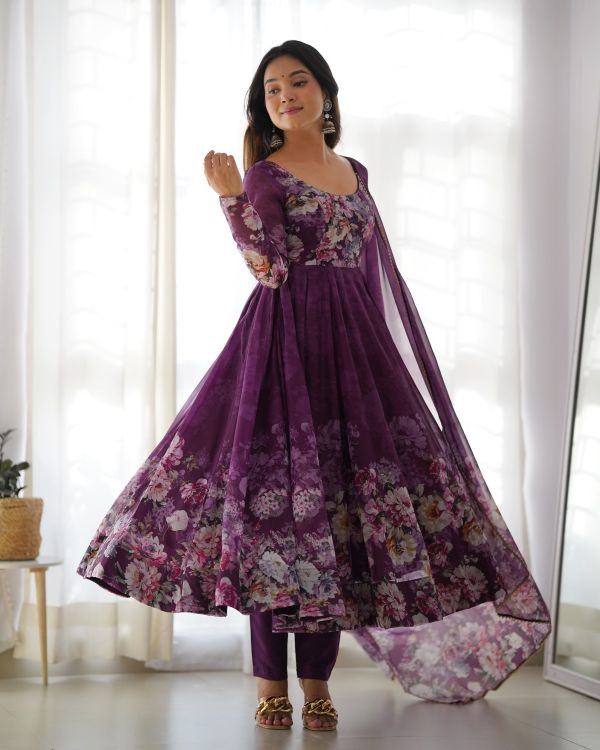 Picture of Wonderful Organza Purple Salwar Suits