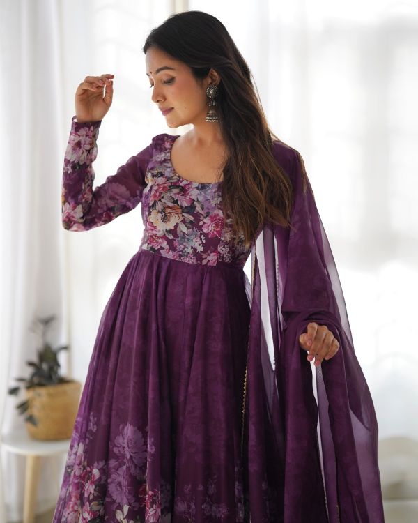 Picture of Wonderful Organza Purple Salwar Suits