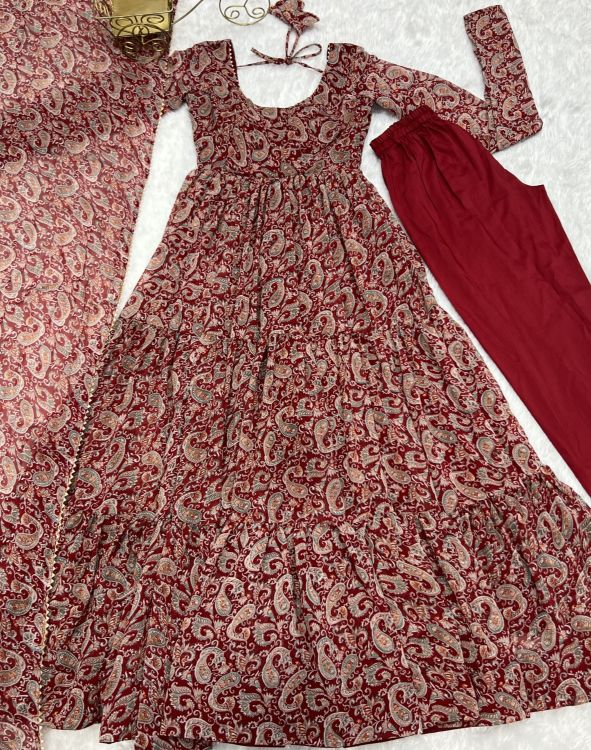 Picture of Beautiful Pure Soft Georgette Maroon Readymade Anarkali Suits