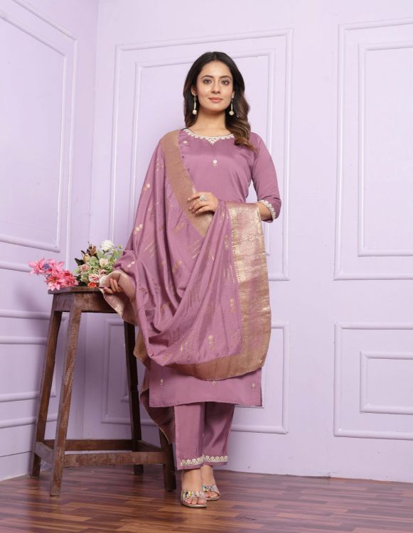 Picture of Bewitching Viscose Silk Thistle Salwar Suits