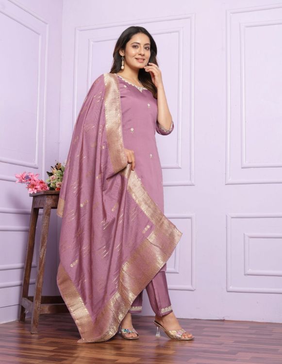 Picture of Bewitching Viscose Silk Thistle Salwar Suits