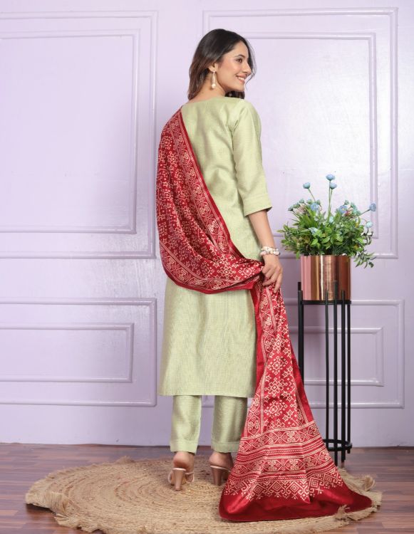 Picture of Designer Party Wear Light Green Readymade Suits