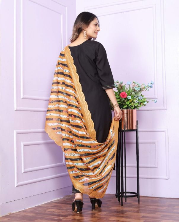 Picture of Beauteous Roman Silk Black Readymade Suits