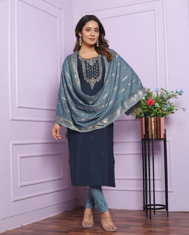 Picture of Superb Silk  Blue Salwar Suits