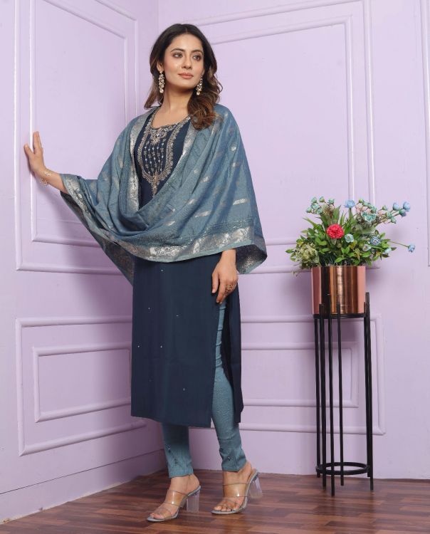 Picture of Superb Silk  Blue Salwar Suits