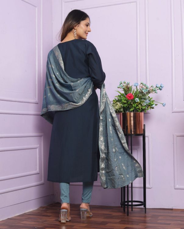 Picture of Superb Silk  Blue Salwar Suits