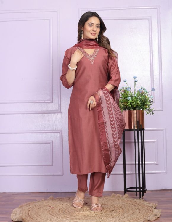 Picture of Grand Silk Light Coral Readymade Suits