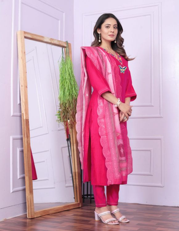 Picture of Charming Viscose Deep Pink Readymade Suits