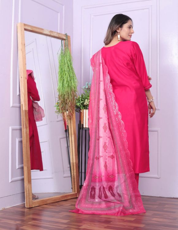 Picture of Charming Viscose Deep Pink Readymade Suits