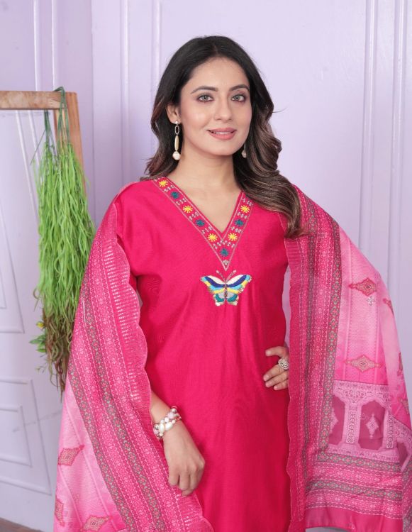 Picture of Charming Viscose Deep Pink Readymade Suits