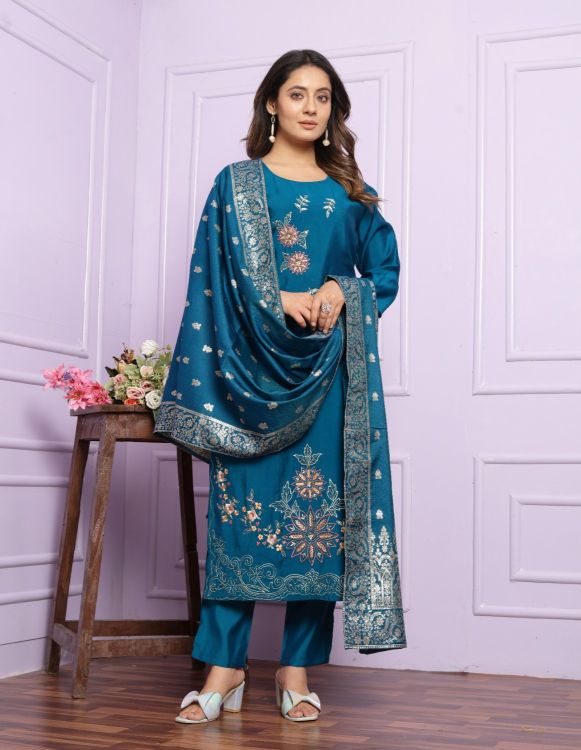 Picture of Magnificent Silk  Blue Salwar Suits