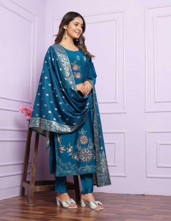 Picture of Magnificent Silk  Blue Salwar Suits