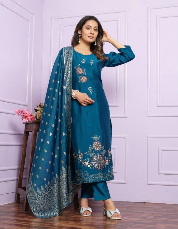 Picture of Magnificent Silk  Blue Salwar Suits