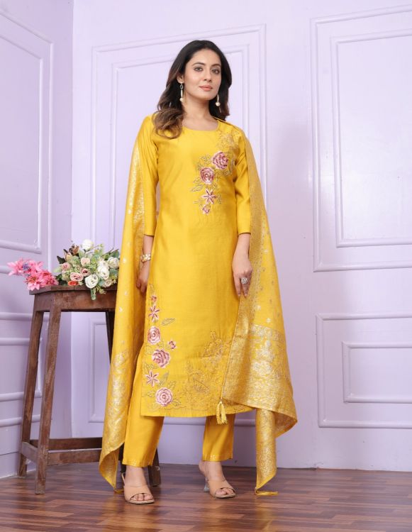 Picture of Alluring Silk Yellow Salwar Suits