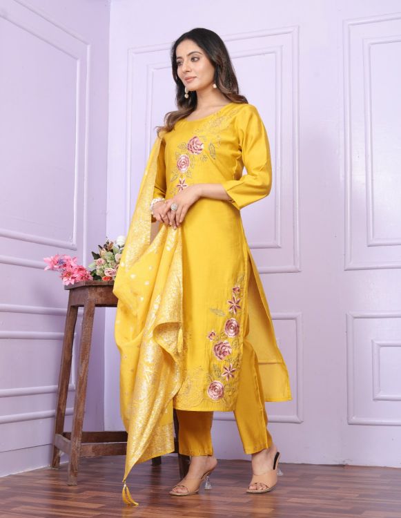 Picture of Alluring Silk Yellow Salwar Suits