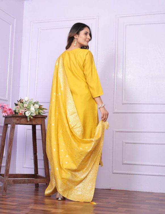 Picture of Alluring Silk Yellow Salwar Suits
