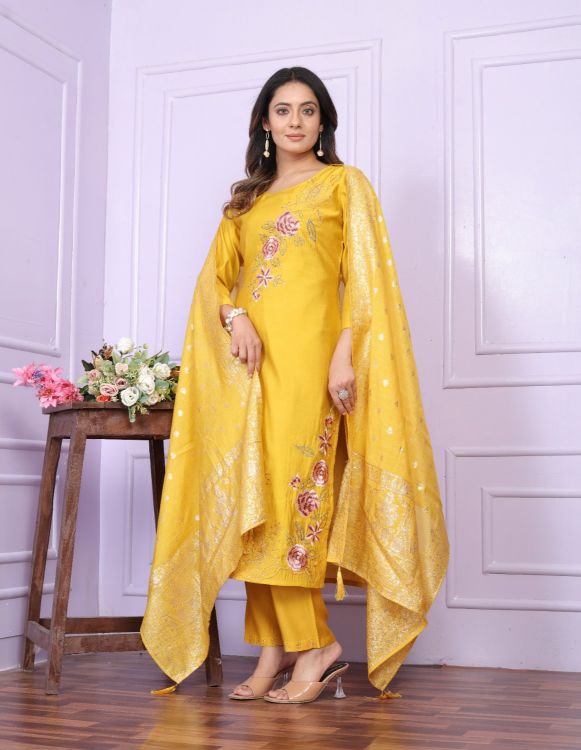 Picture of Alluring Silk Yellow Salwar Suits