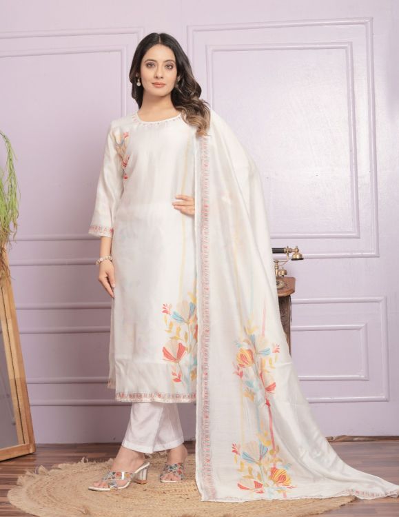 Picture of Graceful Silk White Readymade Suits