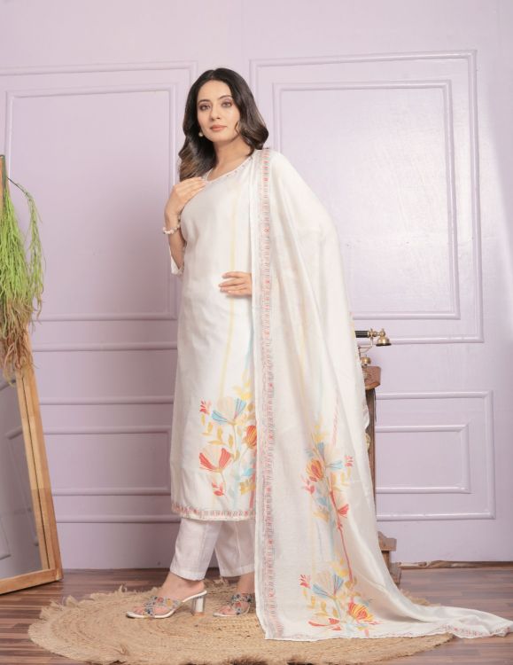 Picture of Graceful Silk White Readymade Suits