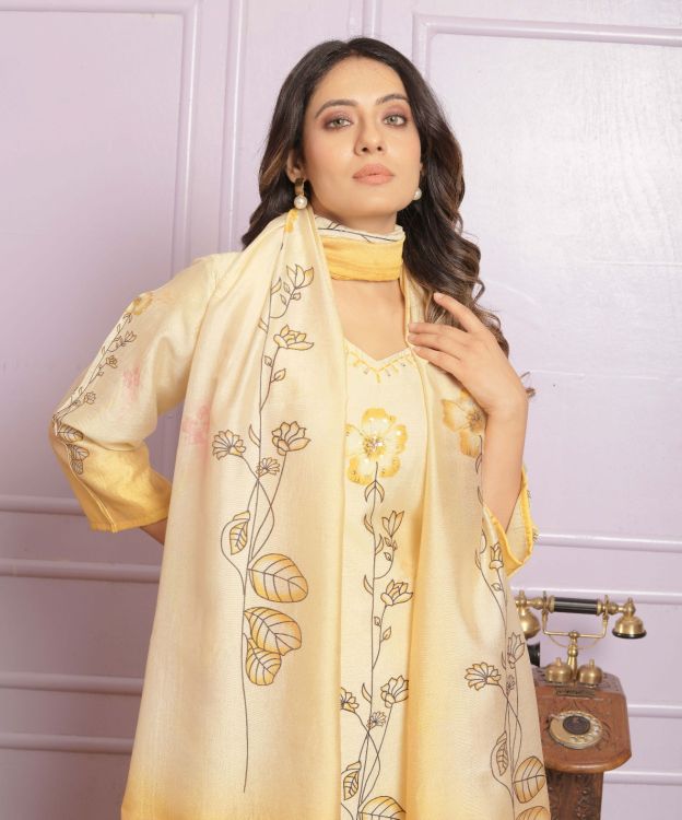 Picture of Designer Function Wear  Lemon Chiffon Readymade Suits