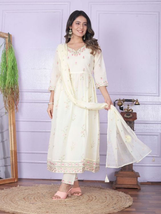 Picture of Exquisite Cotton White Readymade Suits