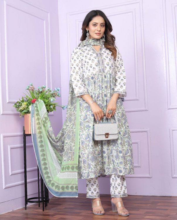 Picture of Shapely Cotton White Readymade Suits