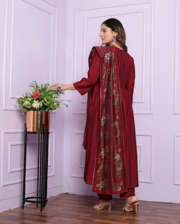 Picture of Graceful Modal Silk Maroon Readymade Suits