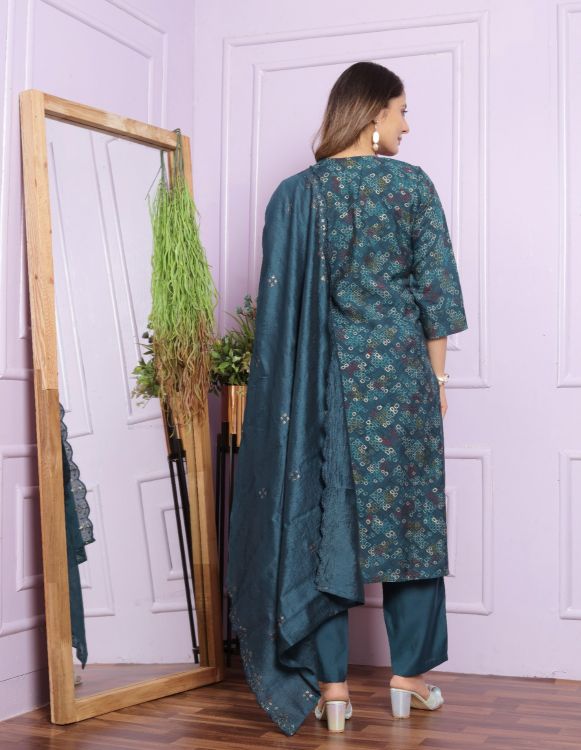 Picture of Fascinating Modal Silk Blue Readymade Suits