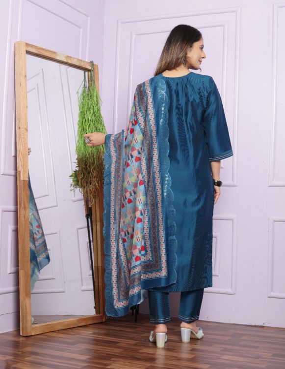 Picture of Statuesque Viscose Blue Readymade Suits