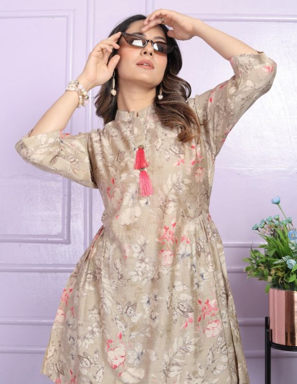 Picture of Pleasing Modal Silk Readymade Short Kurti With Bottom