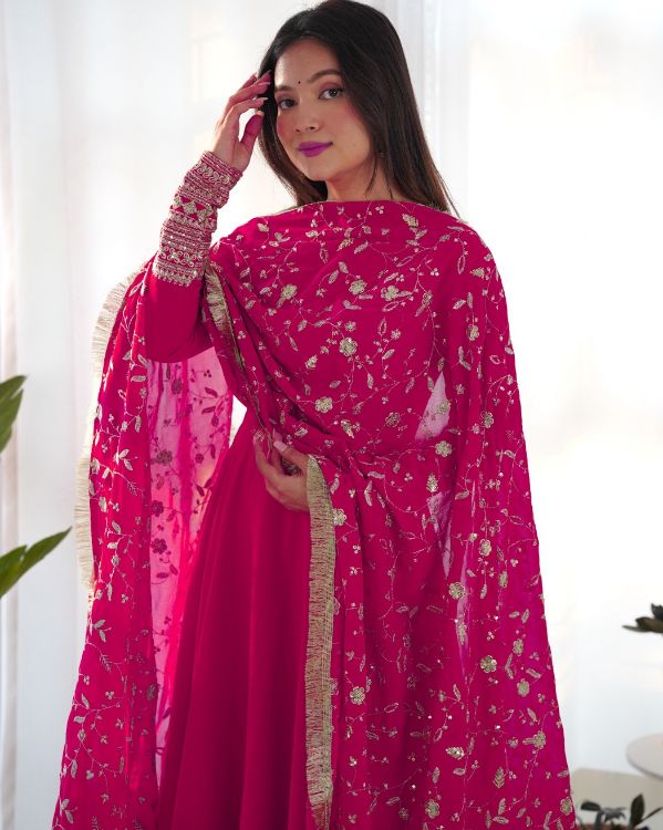 Picture of Resplendent Georgette Deep Pink Readymade Suit