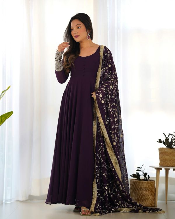 Picture of Radiant Georgette Purple Readymade Suit