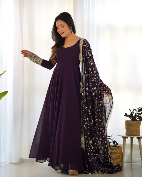 Picture of Radiant Georgette Purple Readymade Suit