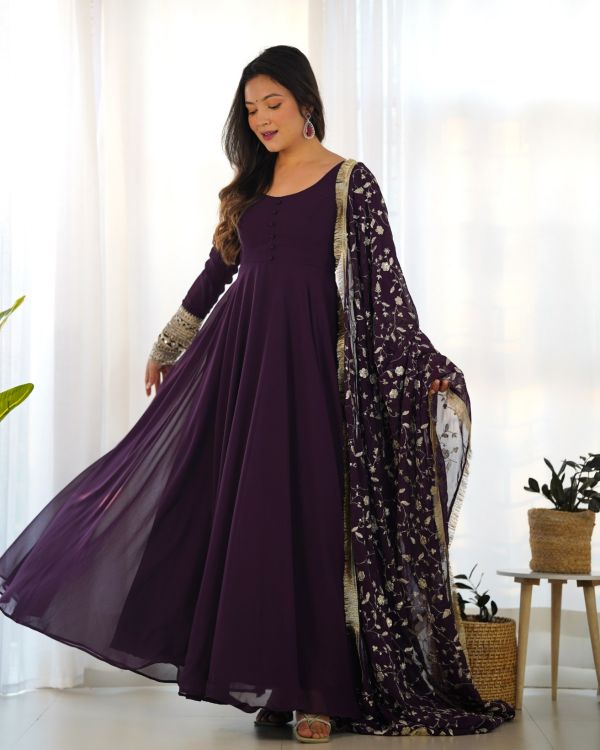 Picture of Radiant Georgette Purple Readymade Suit