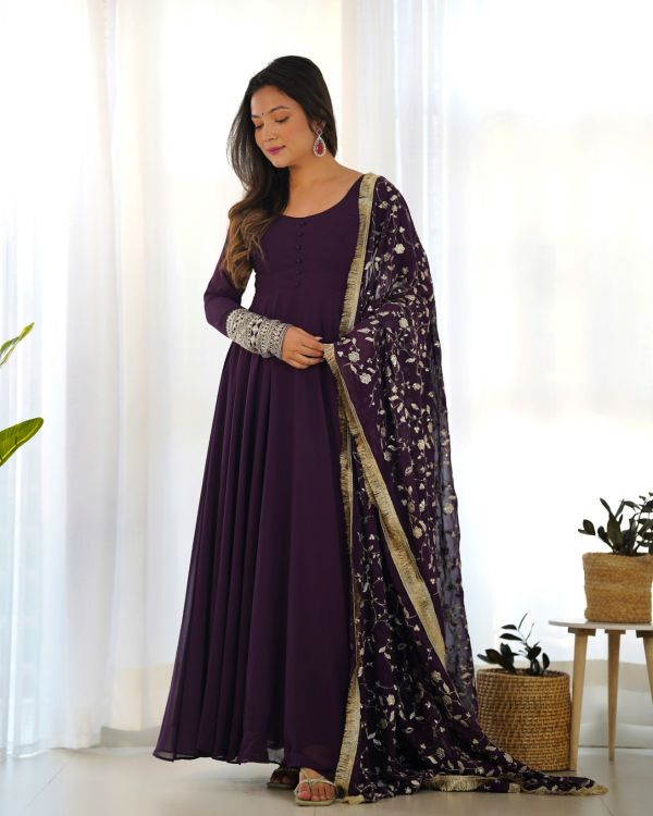 Picture of Radiant Georgette Purple Readymade Suit