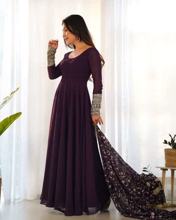 Picture of Radiant Georgette Purple Readymade Suit