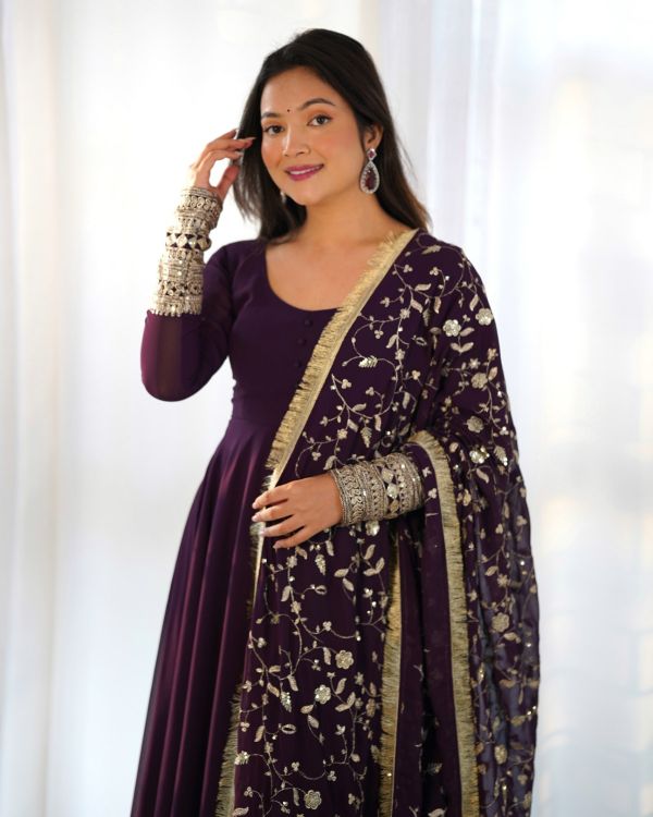 Picture of Radiant Georgette Purple Readymade Suit