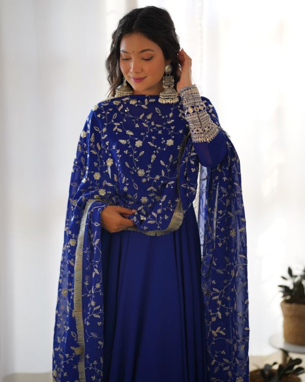 Picture of Superb Georgette Blue Readymade Suit