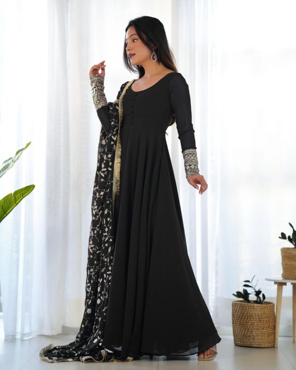 Picture of Premium Festive Wear Black Anarkali Readymade Suit