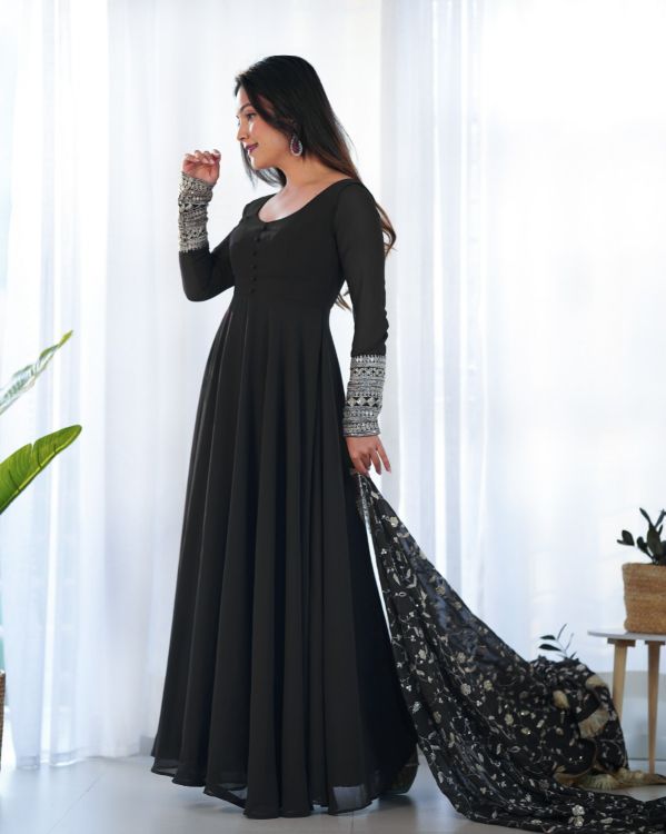 Picture of Premium Festive Wear Black Anarkali Readymade Suit