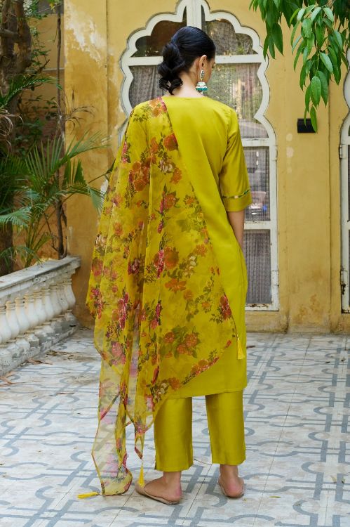 Picture of Marvelous Viscose Rayon Yellow Readymade Suits