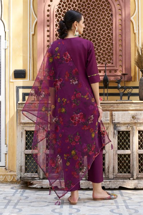Picture of Graceful Viscose Rayon Purple Readymade Suit