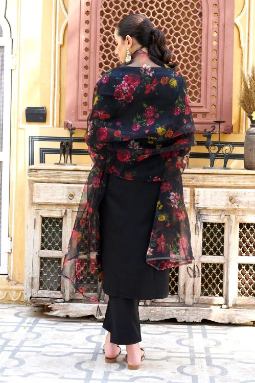 Picture of Classy Viscose Rayon Black Readymade Suits