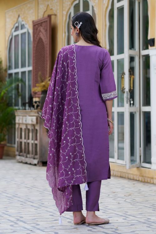 Picture of Premium Designer Purple Readymade Suit