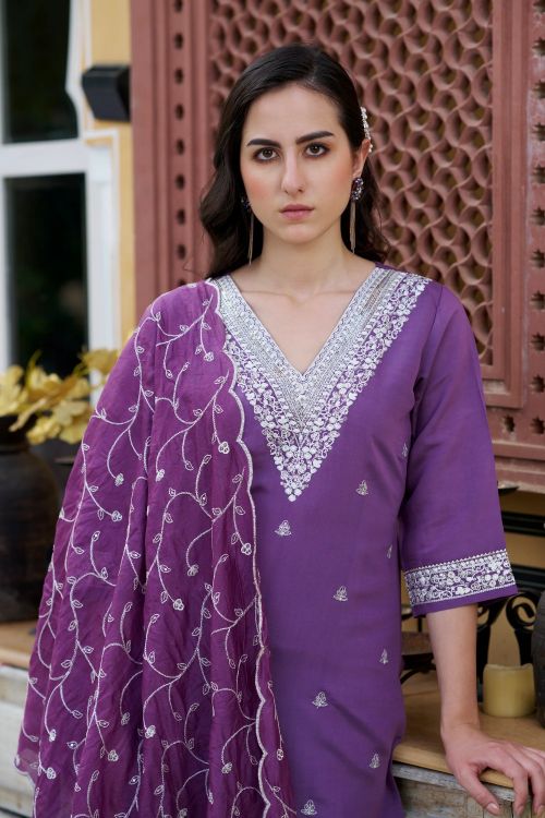 Picture of Premium Designer Purple Readymade Suit
