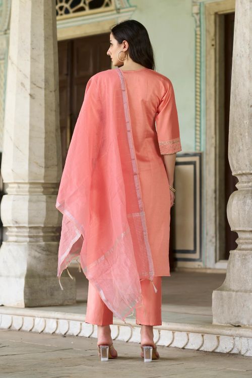 Picture of Beautiful Viscose Rayon Pink Readymade Suit