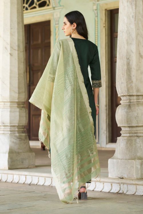 Picture of Comely Viscose Rayon Dark Green Readymade Suits