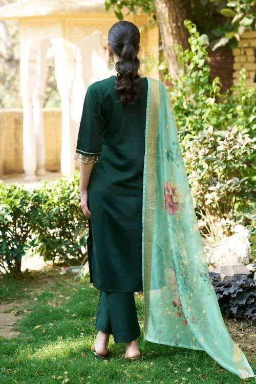 Picture of Gorgeous Viscos Roman Silk Green Readymade Suits
